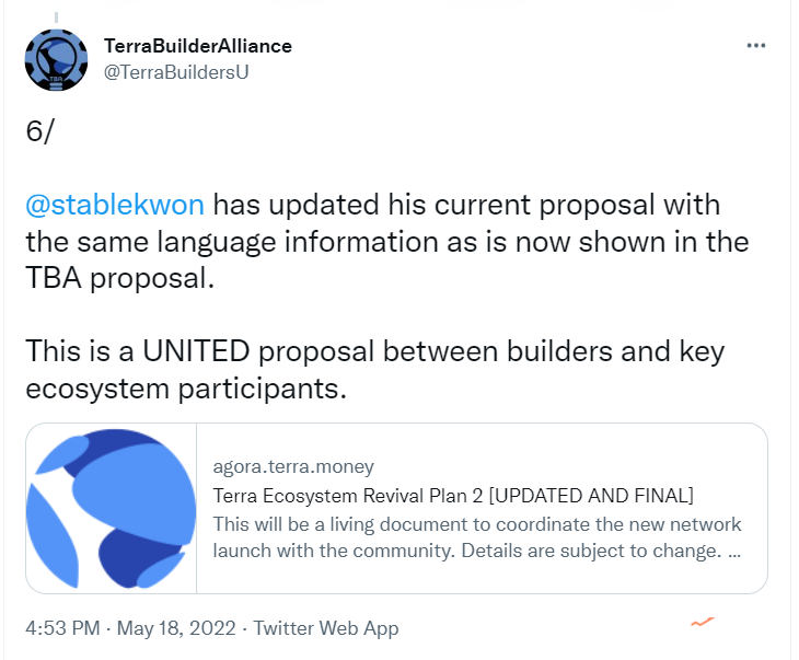 Terra Builder Alliance发布Terra 2.0提案